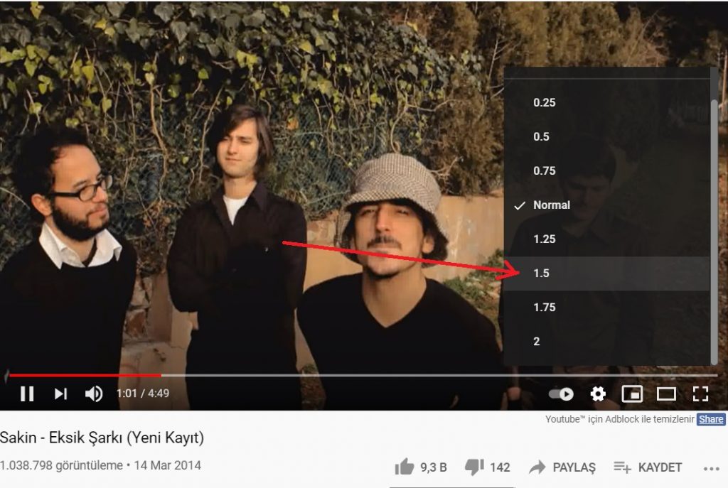 Youtube Oynatma Hızı Nasıl Ayarlanır? Masaüstü Adım 3