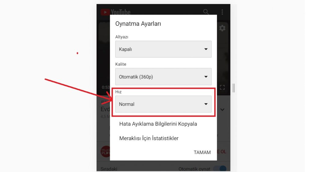 Youtube Oynatma Hızı Nasıl Ayarlanır? Mobil Adım 3